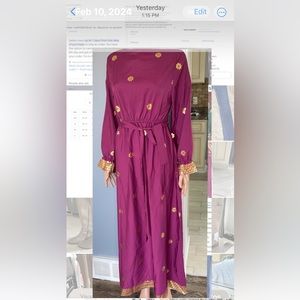 - SHEIN Narmada  Gilding Purple Floral  Surplice Front Belted Maxi Dress